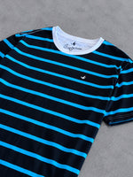 CAMISETA BROOKSFIELD PRETA LISTRA AZUL ROYAL