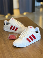 TÊNIS ADIDAS GRAND COURT BRANCO/VERMELHO