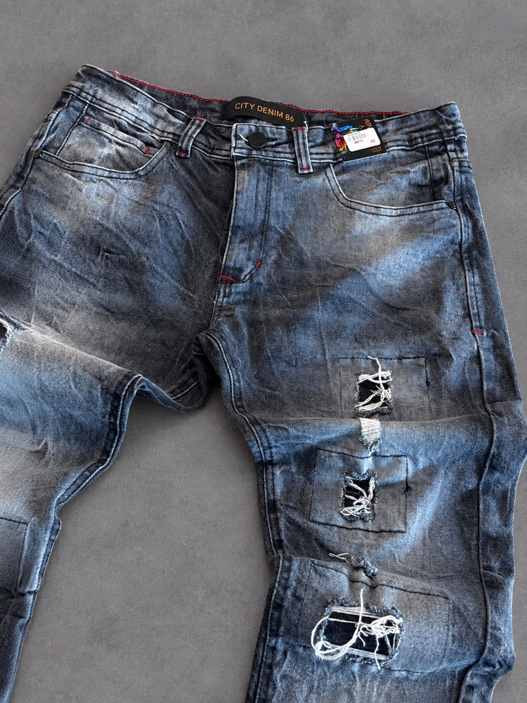 CALÇA JOGADOR CITY DENIM CINZA RASGADA QUADRADA 100% ORIGINAL