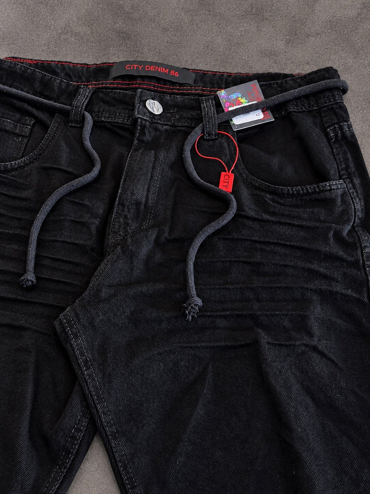 BERMUDA JOGADOR CITY DENIM PRETA LISA 100% ORIGINAL