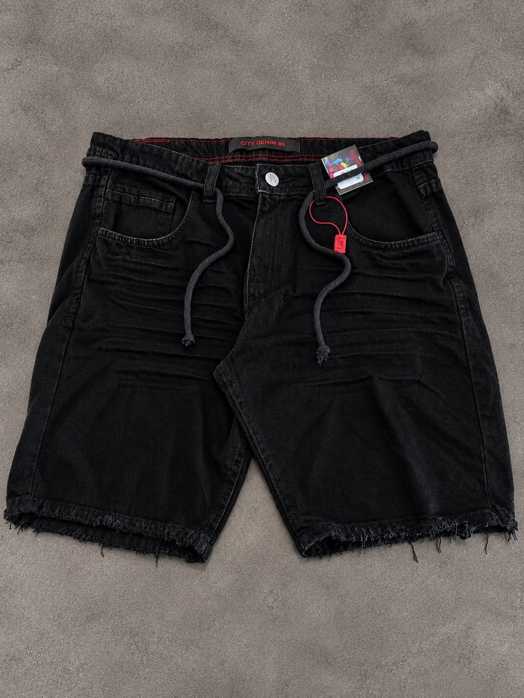BERMUDA JOGADOR CITY DENIM PRETA LISA 100% ORIGINAL
