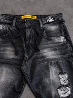 BERMUDA JOGADOR CITY DENIM CINZA TRADICIONAL RASGADINHA