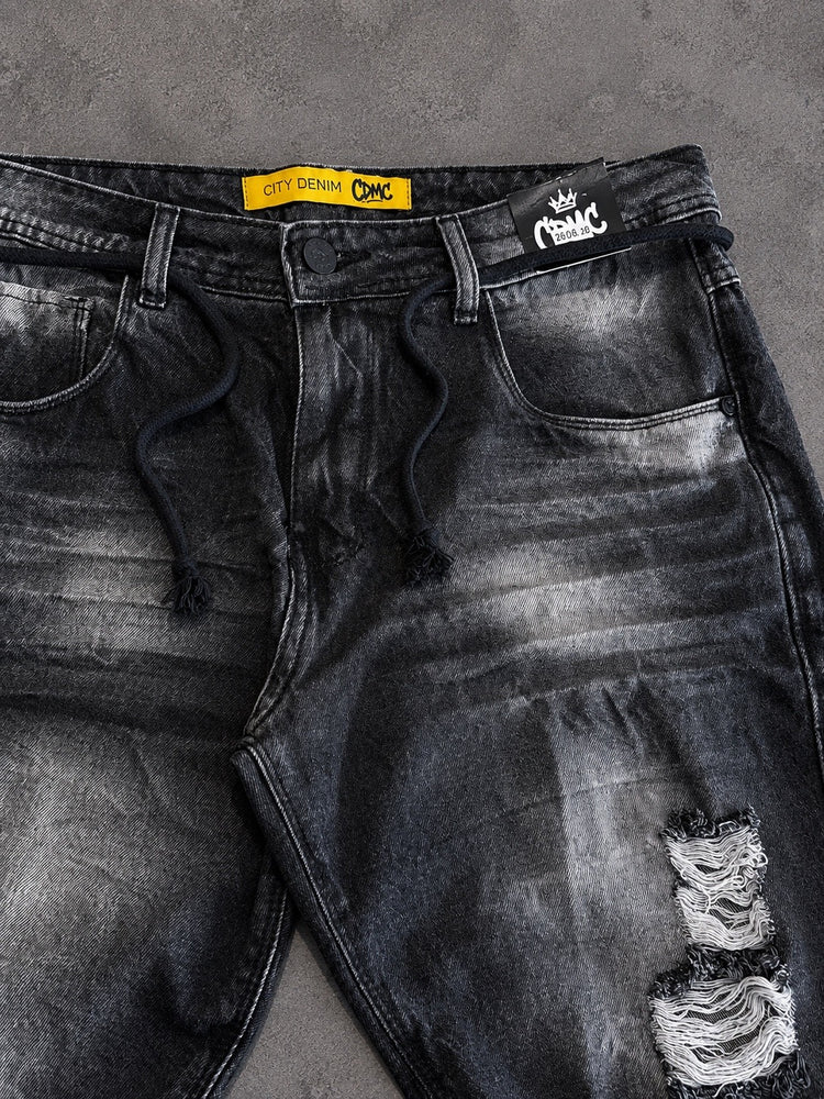 BERMUDA JOGADOR CITY DENIM CINZA TRADICIONAL RASGADINHA