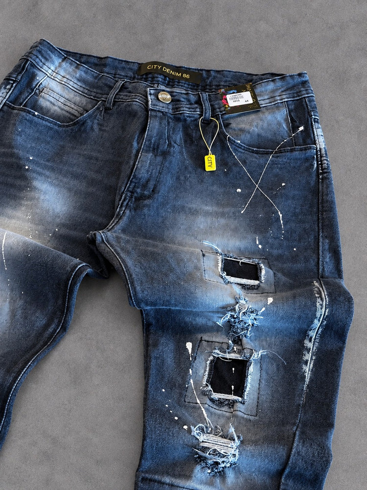 CALÇA JOGADOR CITY DENIM CINZA RASGADA TINTA 100% ORIGINAL