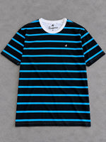 CAMISETA BROOKSFIELD PRETA LISTRA AZUL ROYAL