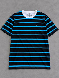 CAMISETA BROOKSFIELD PRETA LISTRA AZUL ROYAL