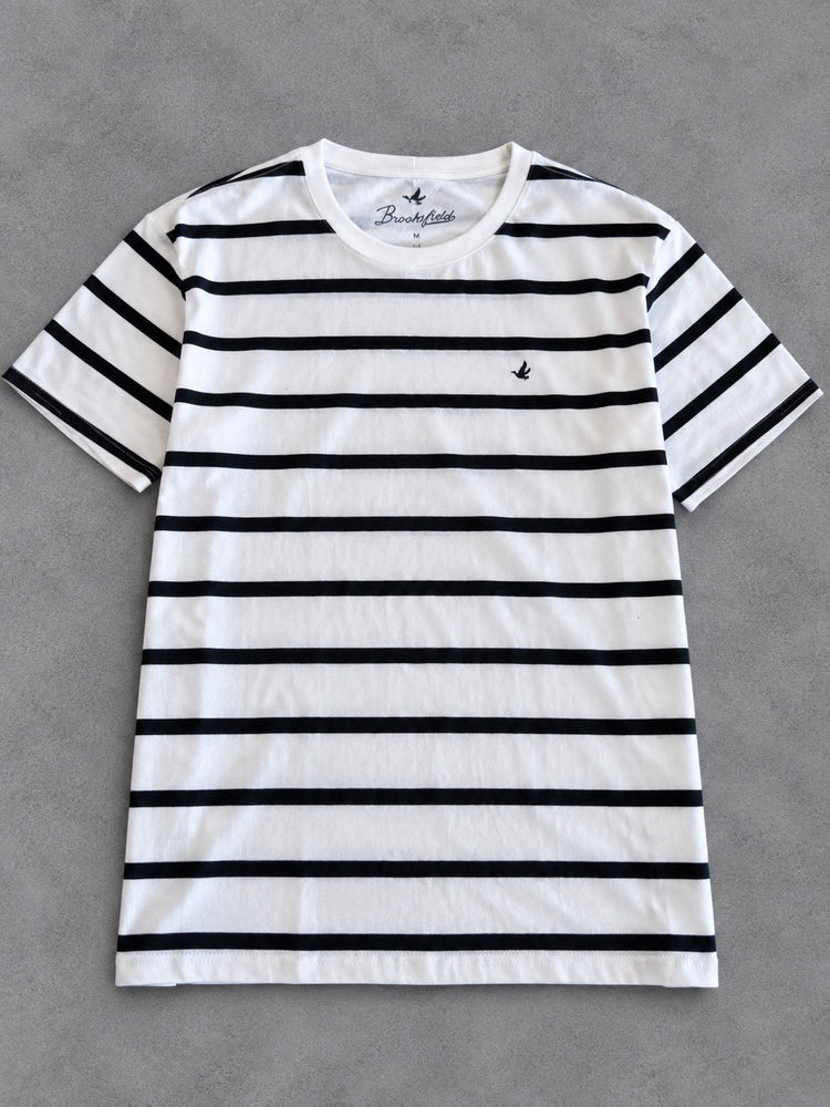 CAMISETA BROOKSFIELD BRANCA LISTRA PRETA