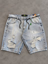 BERMUDA JOGADOR CITY DENIM  CINZA CLARA RASGADINHA 100% ORIGINAL