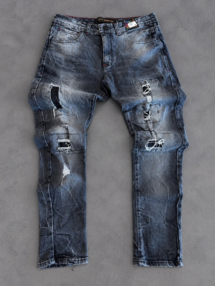 CALÇA JOGADOR CITY DENIM CINZA RASGADA QUADRADA 100% ORIGINAL