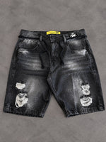 BERMUDA JOGADOR CITY DENIM CINZA TRADICIONAL RASGADINHA