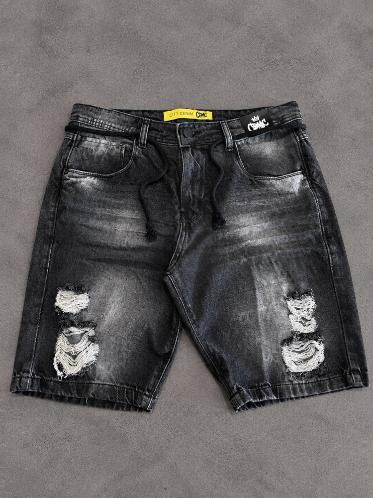 BERMUDA JOGADOR CITY DENIM CINZA TRADICIONAL RASGADINHA
