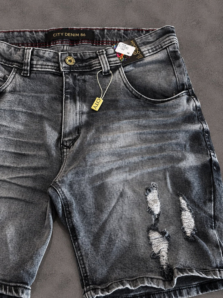 BERMUDA JOGADOR CITY DENIM CINZA SLIM RASGADINHA 100% ORIGINAL