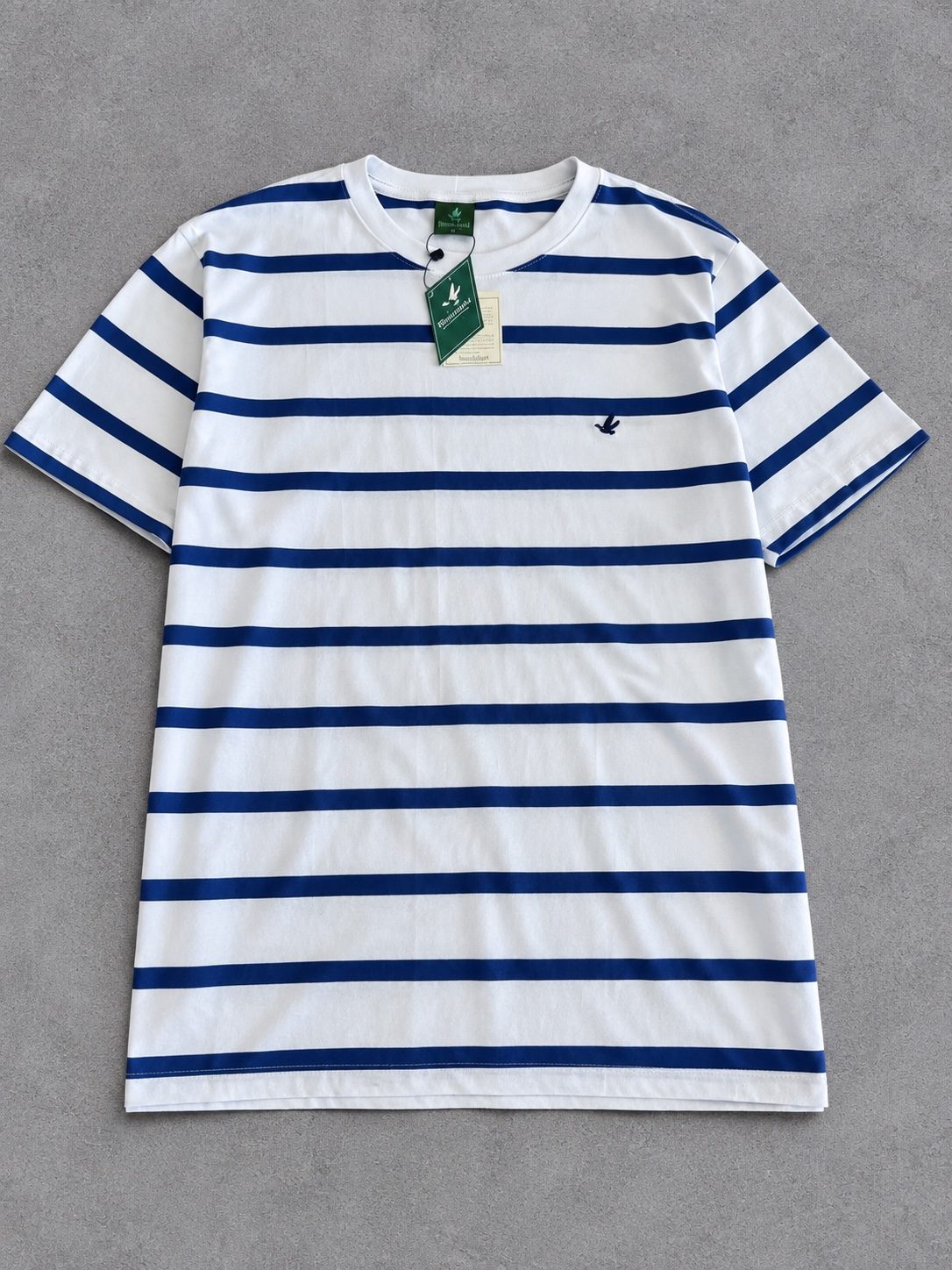 CAMISETA BROOKSFIELD BRANCA LISTRA AZUL ROYAL